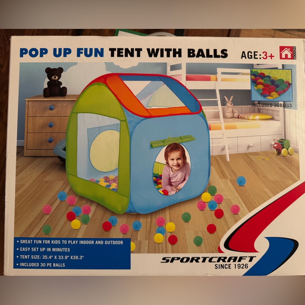 SOLD-Sportscraft Colorful Pop-Up Tent with Balls
